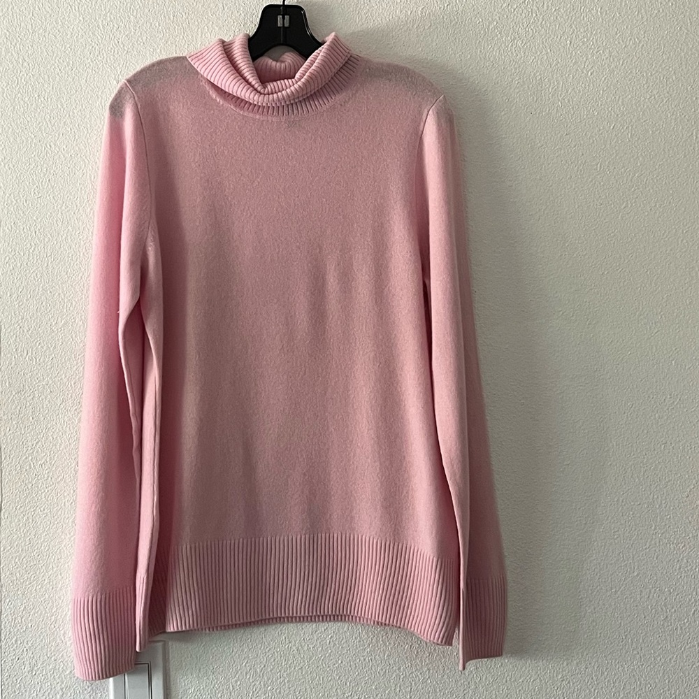 {J.Crew} Light Pink Cashmere Turtleneck Sweater